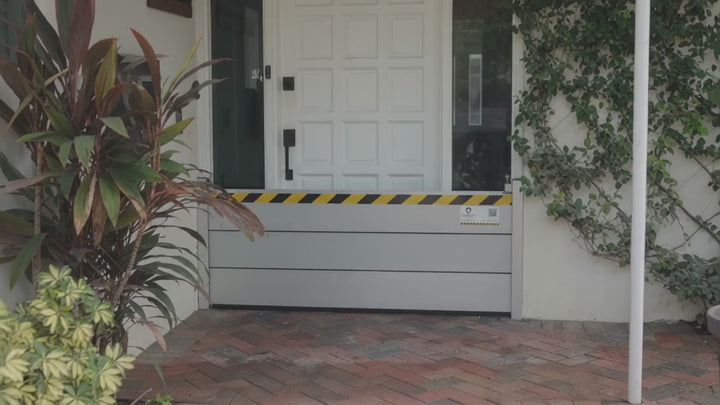 Water Defense door flood barrier installed on a home front door